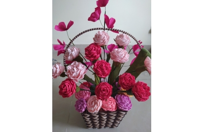 Giỏ hoa giấy để bàn cực đẹp