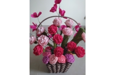 Giỏ hoa giấy để bàn cực đẹp
